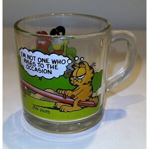 Vintage Garfield Glass Mug Mcdonalds Collectible Rare Excellent Condition